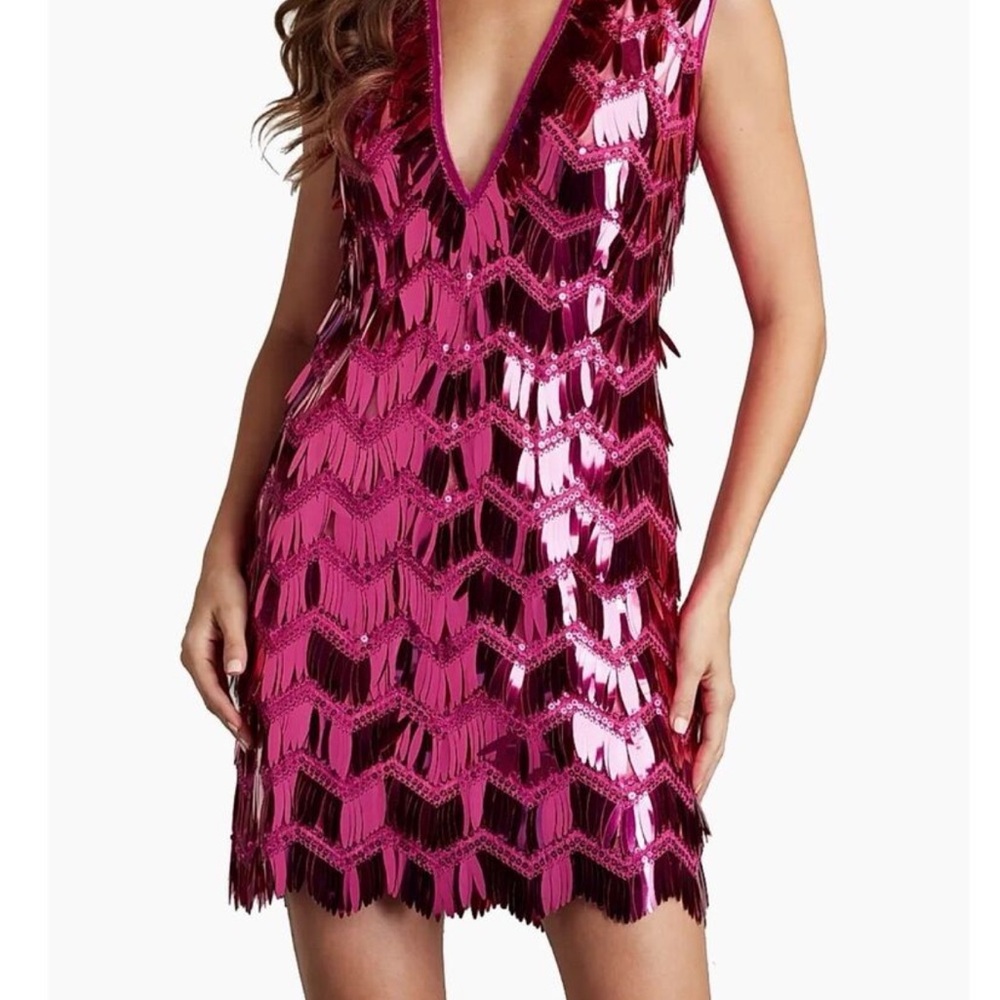 Tadashi shoji hot pink sequin mini